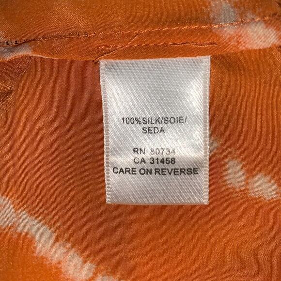 BCBGMaxazria 100% silk orange / white asymmetrical shift dress size XS B84 - Picture 5 of 6